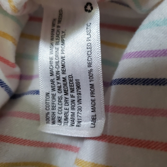 Cat & Jack Stripe Cotton Long Sleeve Button Blouse Girls Sz L - Picture 4 of 7